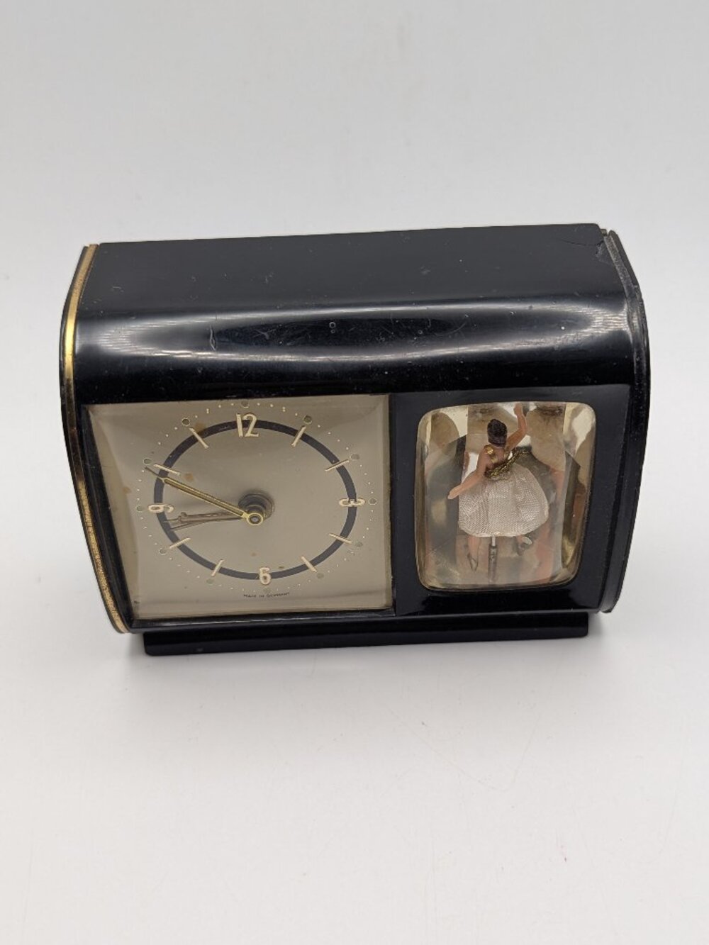 Vintage Black Germany Ballerina Musical Clock OS